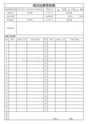 反恐安全意识培训出席签到表.xls