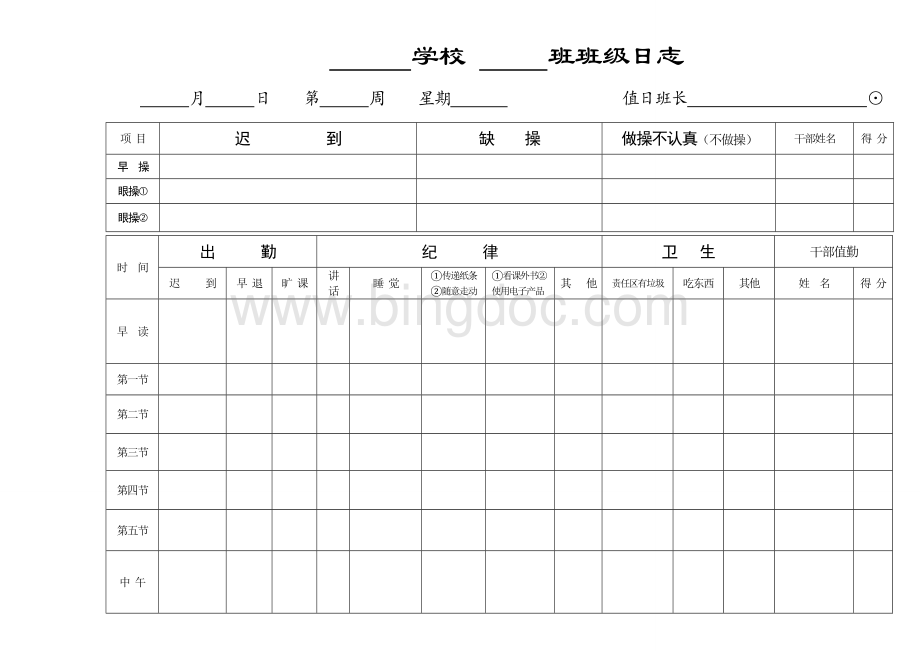 班级日志模板[1].doc