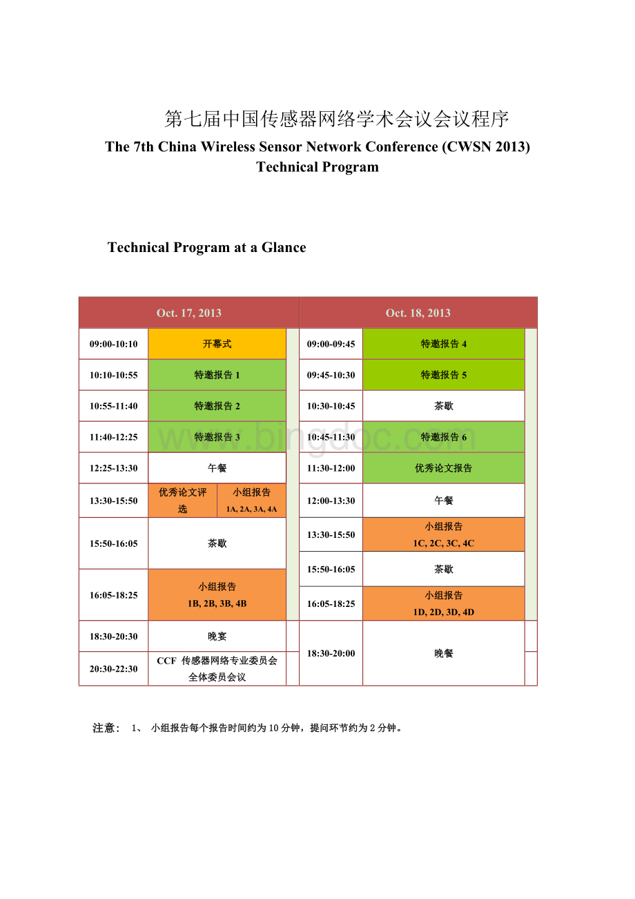 第七届中国传感器网络学术会议会议程序.doc_第1页
