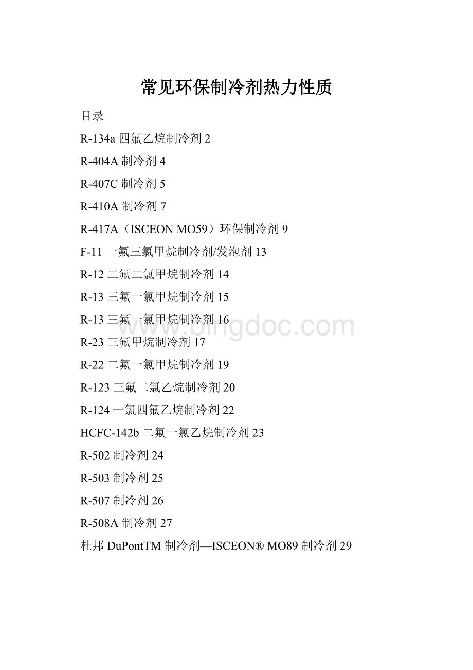 常见环保制冷剂热力性质.docx_第1页