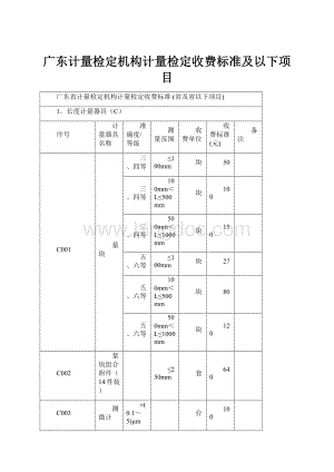 广东计量检定机构计量检定收费标准及以下项目.docx