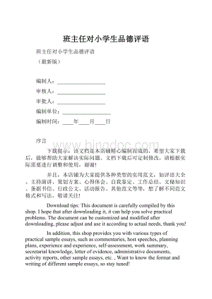 班主任对小学生品德评语.docx