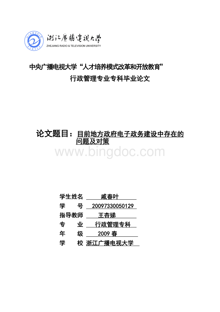 目前地方政府电子政务建设中存在问题及对策.doc_第1页