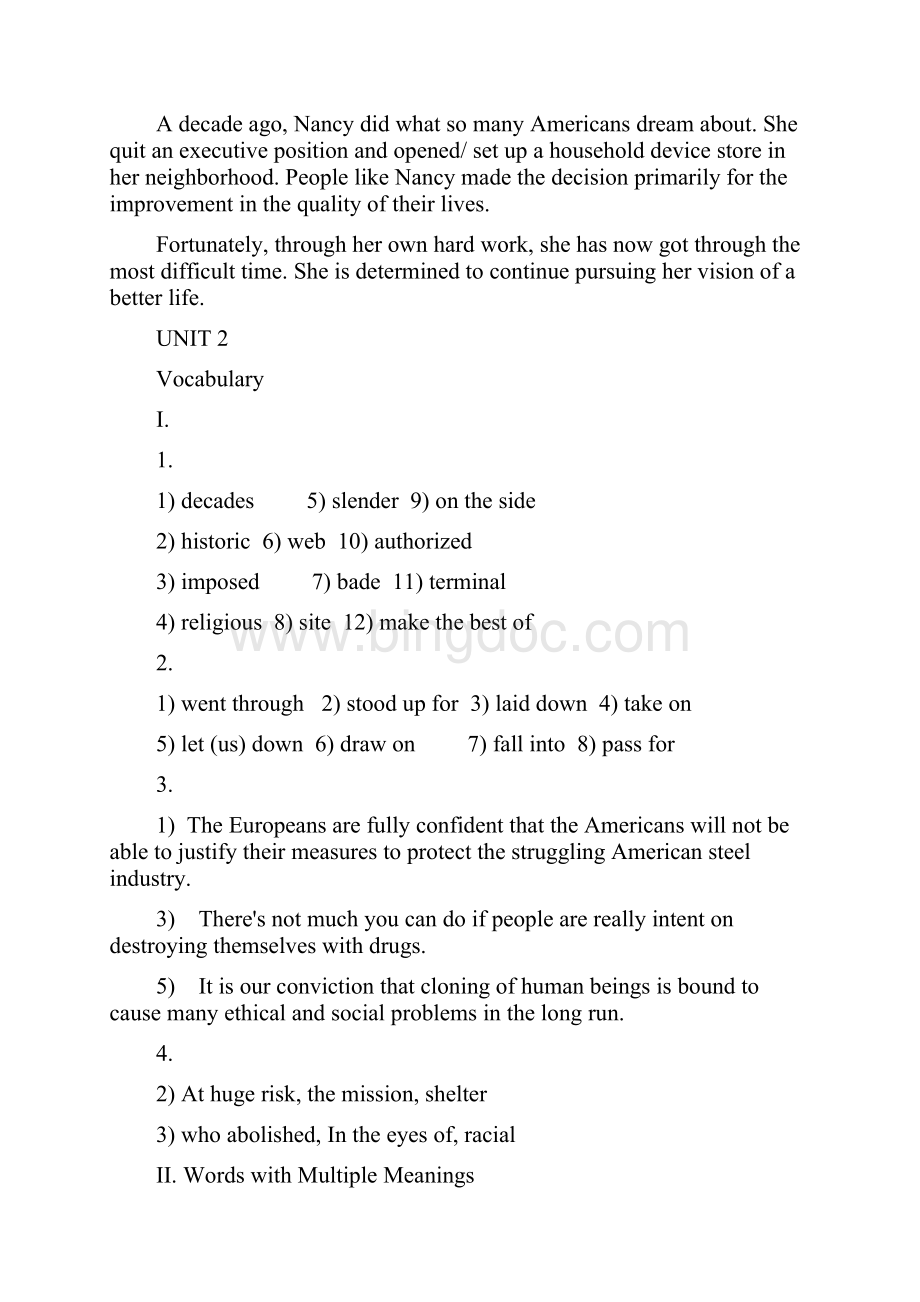 全新版大学英语综合教程3第二版课后练习答案.docx_第2页