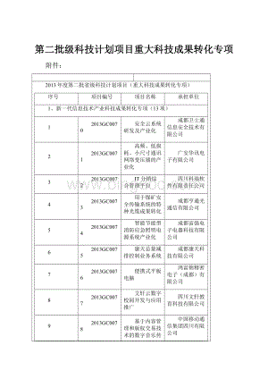 第二批级科技计划项目重大科技成果转化专项.docx