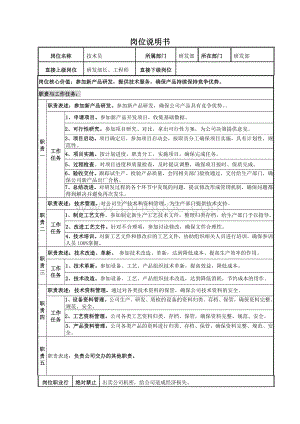 技术员岗位说明书.doc