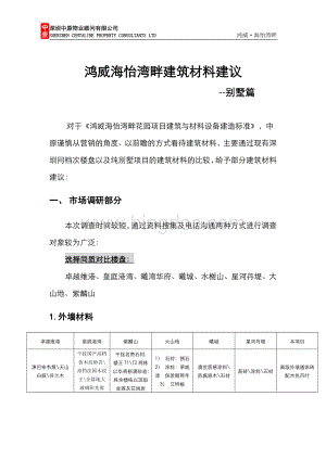 鸿威海怡湾畔建筑材料建议(别墅篇).doc