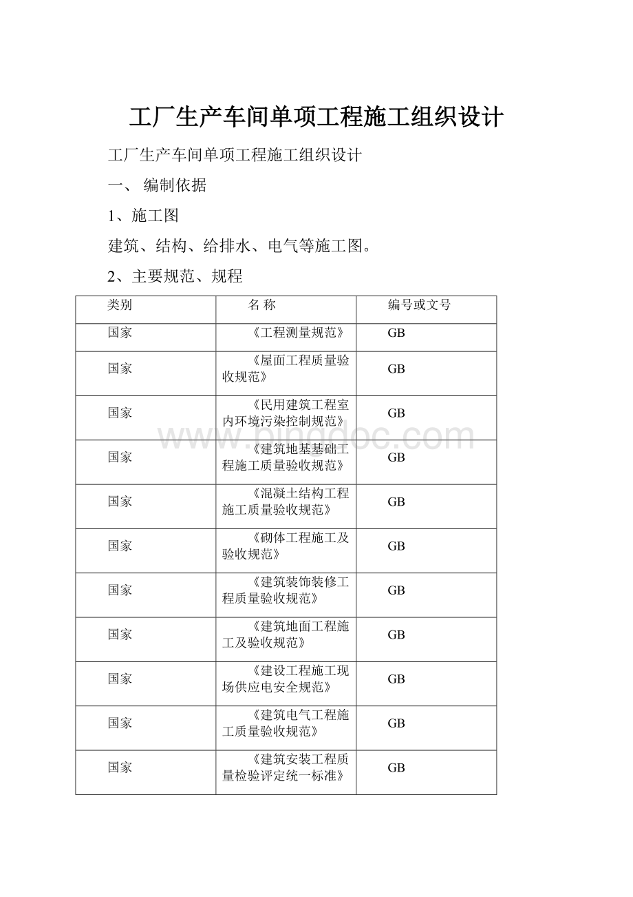 工厂生产车间单项工程施工组织设计.docx