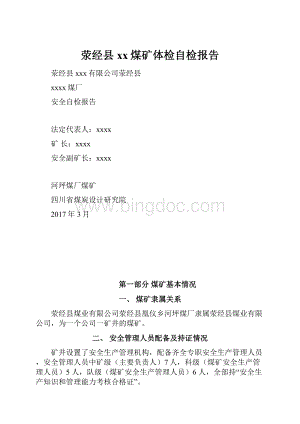 荥经县xx煤矿体检自检报告.docx