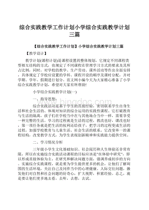 综合实践教学工作计划小学综合实践教学计划三篇.docx