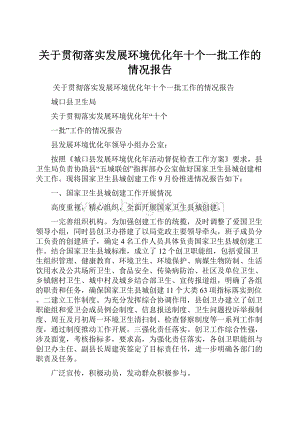 关于贯彻落实发展环境优化年十个一批工作的情况报告.docx