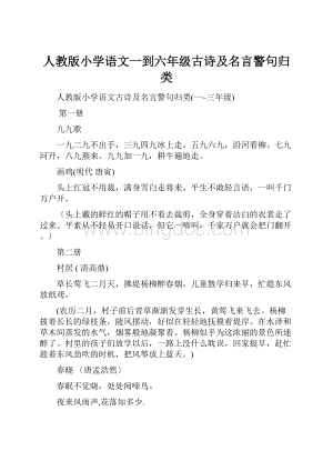 人教版小学语文一到六年级古诗及名言警句归类.docx