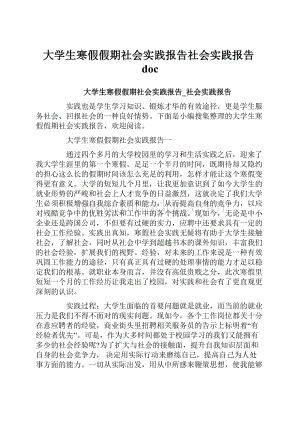 大学生寒假假期社会实践报告社会实践报告doc.docx