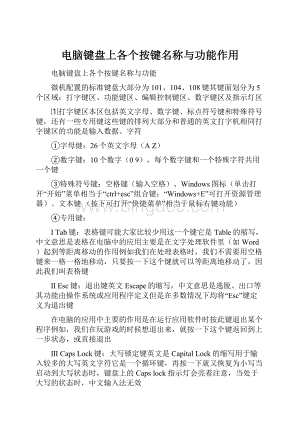 电脑键盘上各个按键名称与功能作用.docx