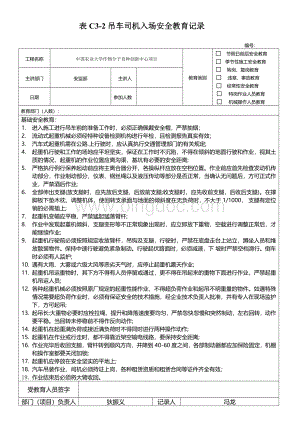 吊车司机入场安全教育记录.docx