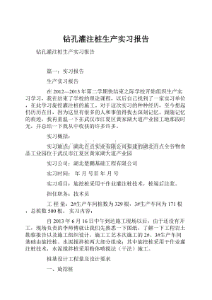 钻孔灌注桩生产实习报告.docx