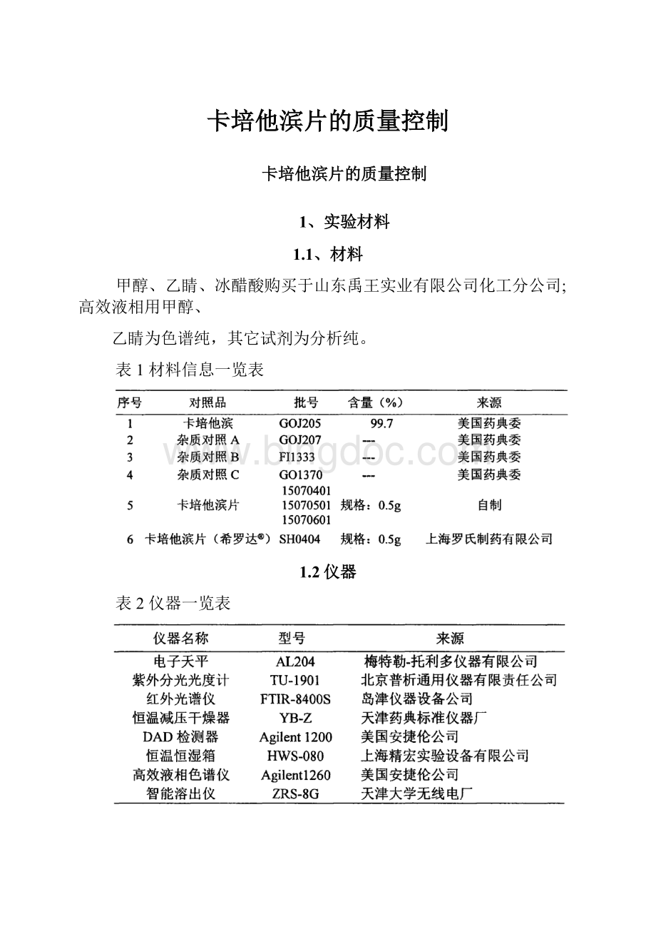 卡培他滨片的质量控制.docx_第1页