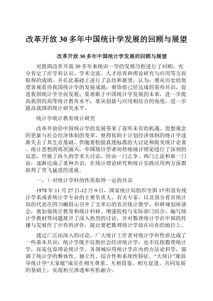 改革开放30多年中国统计学发展的回顾与展望.docx