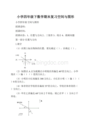 小学四年级下数学期末复习空间与图形.docx