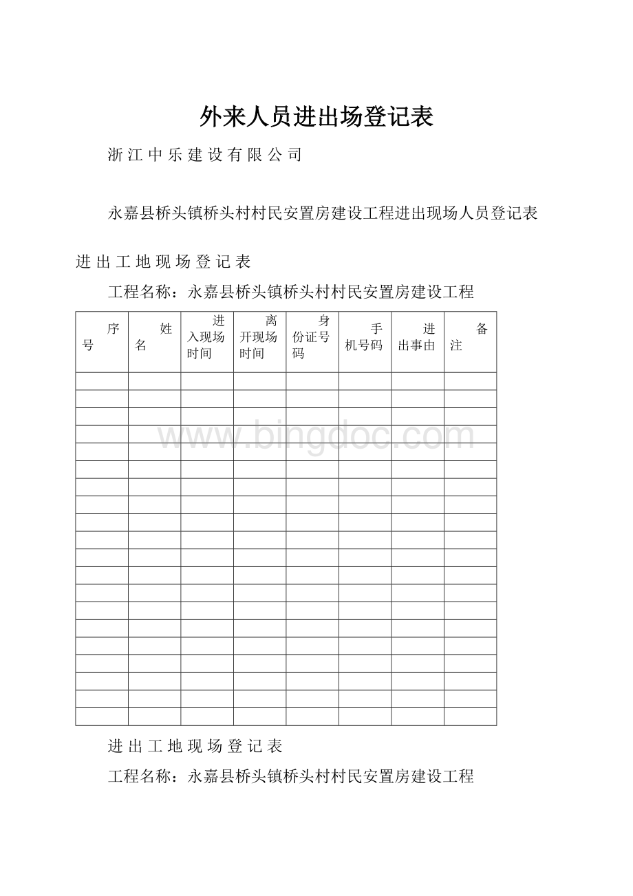 外来人员进出场登记表.docx_第1页