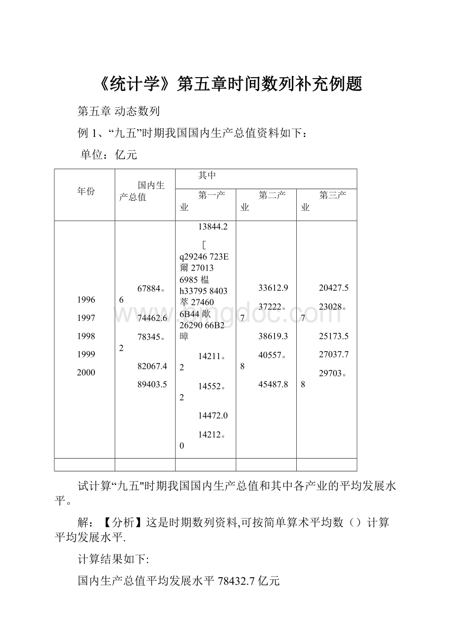 《统计学》第五章时间数列补充例题.docx_第1页