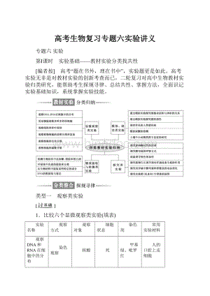 高考生物复习专题六实验讲义.docx