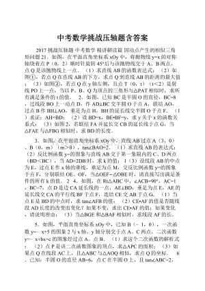 中考数学挑战压轴题含答案.docx