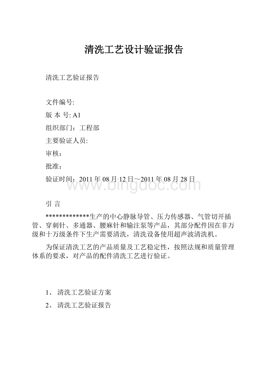 清洗工艺设计验证报告.docx