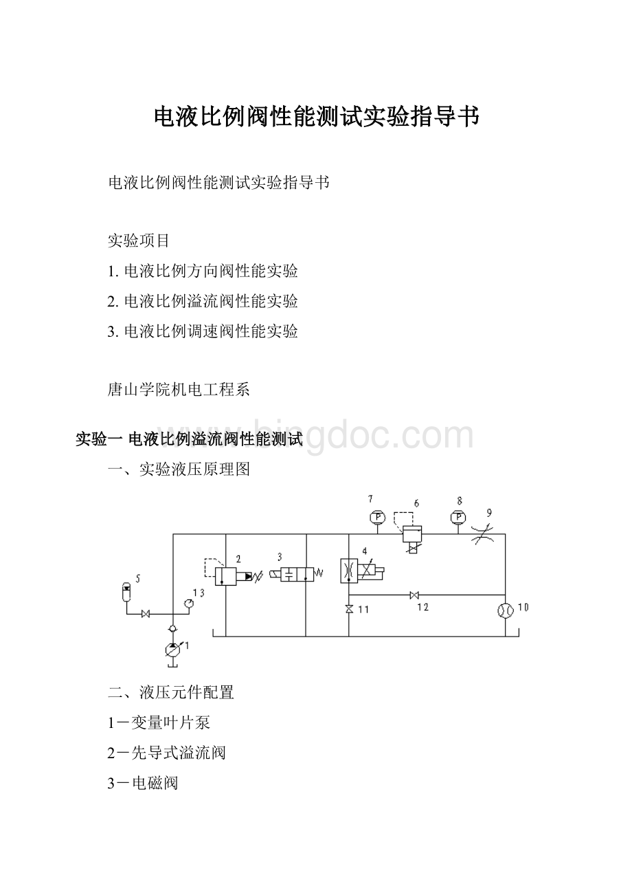 电液比例阀性能测试实验指导书.docx_第1页