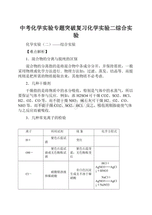 中考化学实验专题突破复习化学实验二综合实验.docx