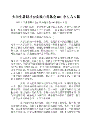 大学生暑期社会实践心得体会800字左右5篇.docx