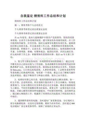 自我鉴定 绩效科工作总结和计划.docx