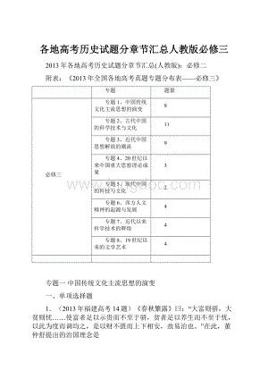 各地高考历史试题分章节汇总人教版必修三.docx