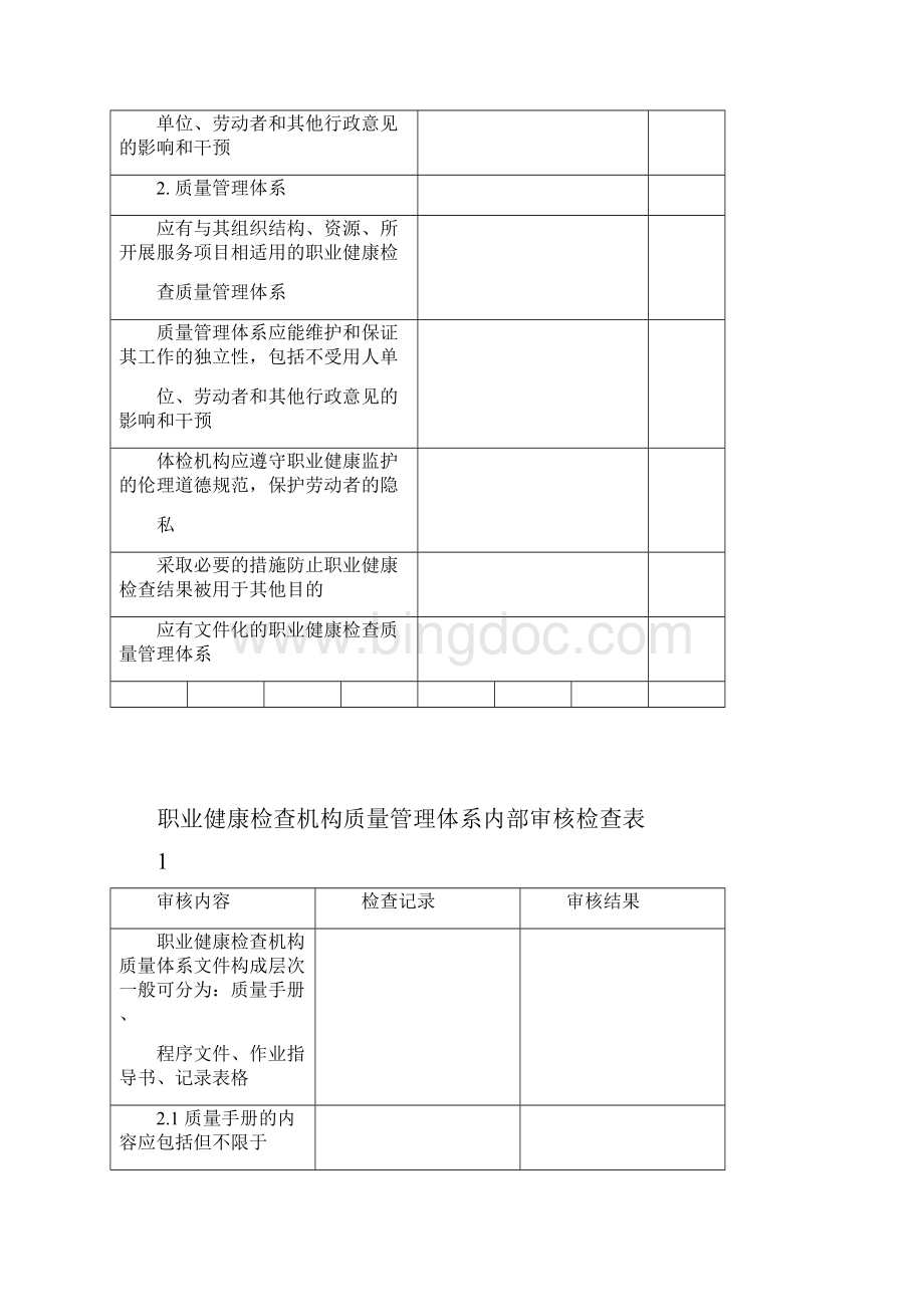 职业健康检查机构质量管理体系内部审核检查表.docx_第2页