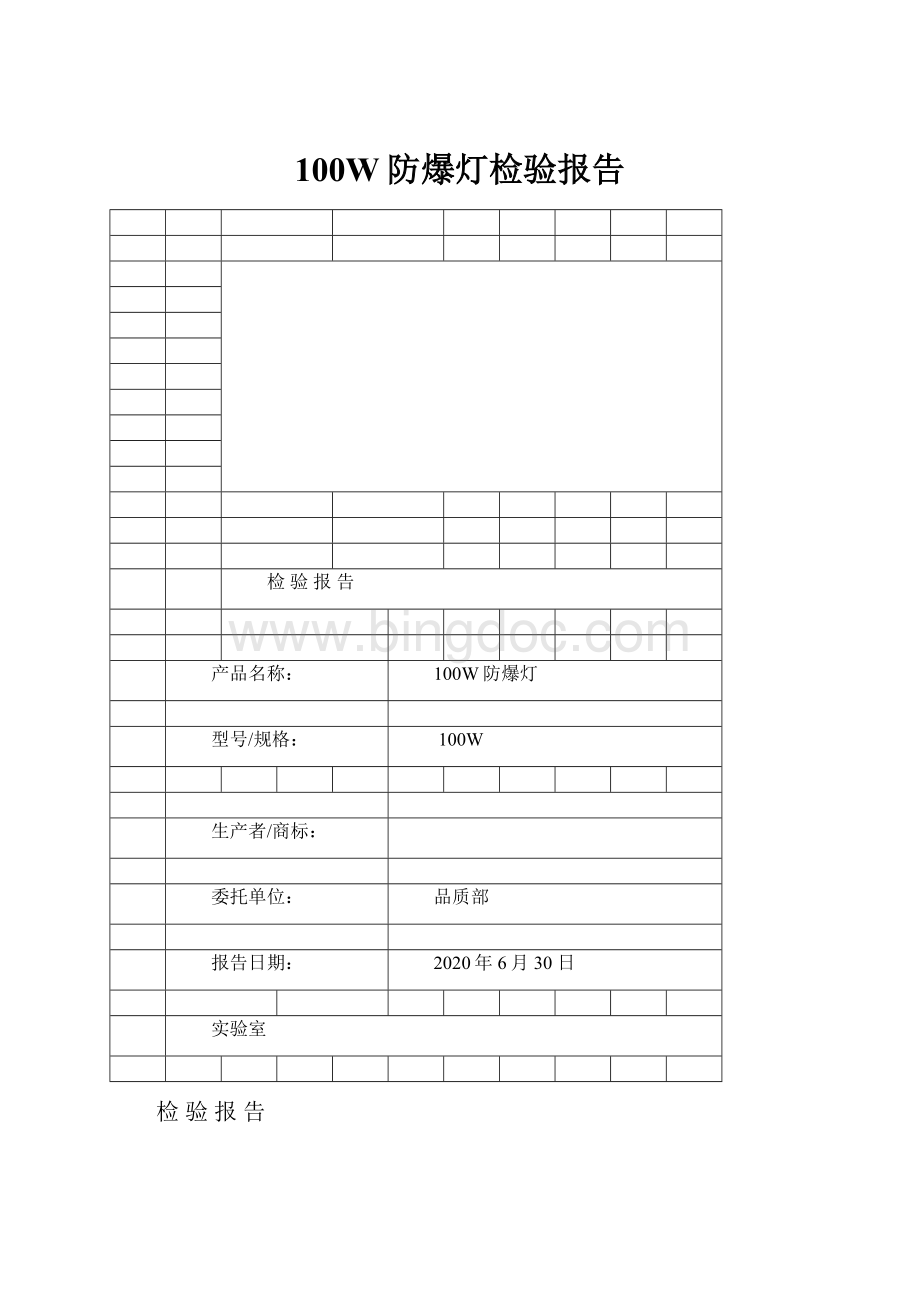 100W防爆灯检验报告.docx