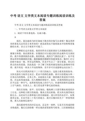 中考 语文 文学类文本阅读专题训练阅读训练及答案.docx