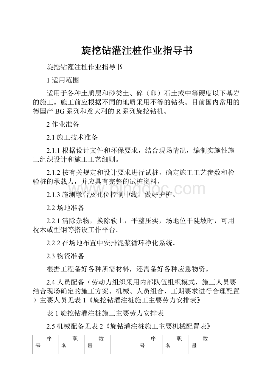 旋挖钻灌注桩作业指导书.docx