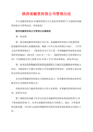 陕西省融资担保公司管理办法_2篇（共11页）7000字.docx