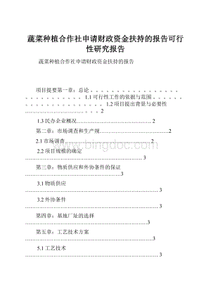 蔬菜种植合作社申请财政资金扶持的报告可行性研究报告.docx