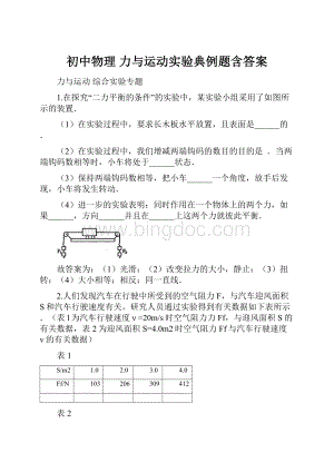 初中物理 力与运动实验典例题含答案.docx