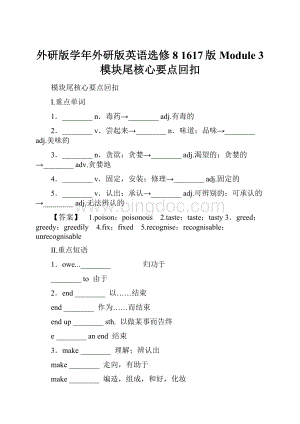 外研版学年外研版英语选修8 1617版 Module 3 模块尾核心要点回扣.docx