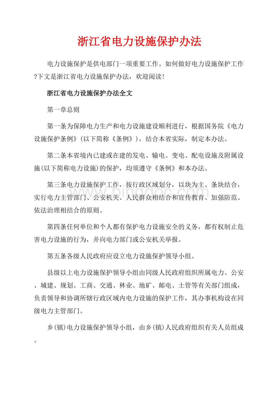 浙江省电力设施保护办法_2篇（共9页）5700字.docx