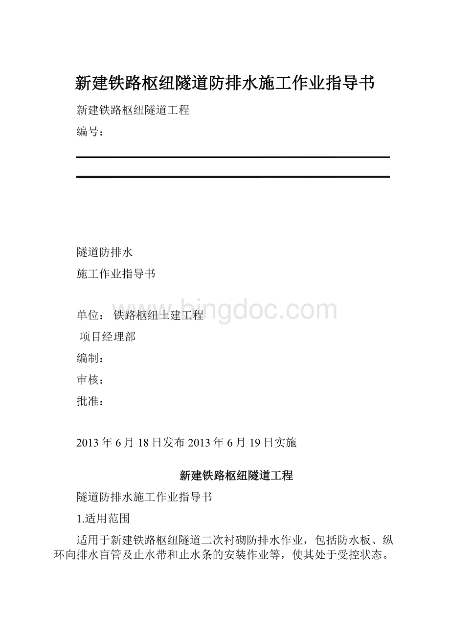 新建铁路枢纽隧道防排水施工作业指导书.docx