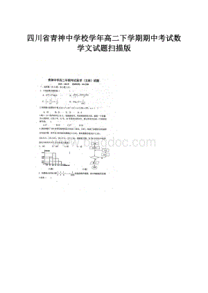 四川省青神中学校学年高二下学期期中考试数学文试题扫描版Word格式.docx