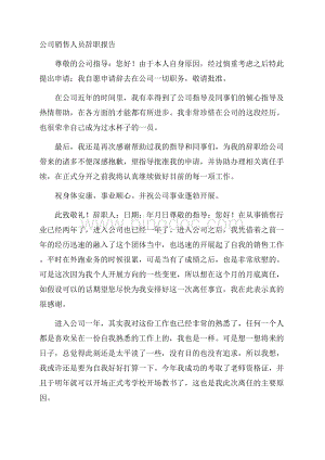 公司销售人员辞职报告精选.docx