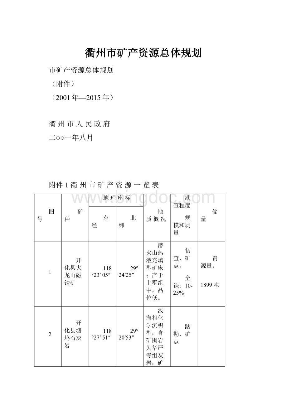 衢州市矿产资源总体规划.docx_第1页