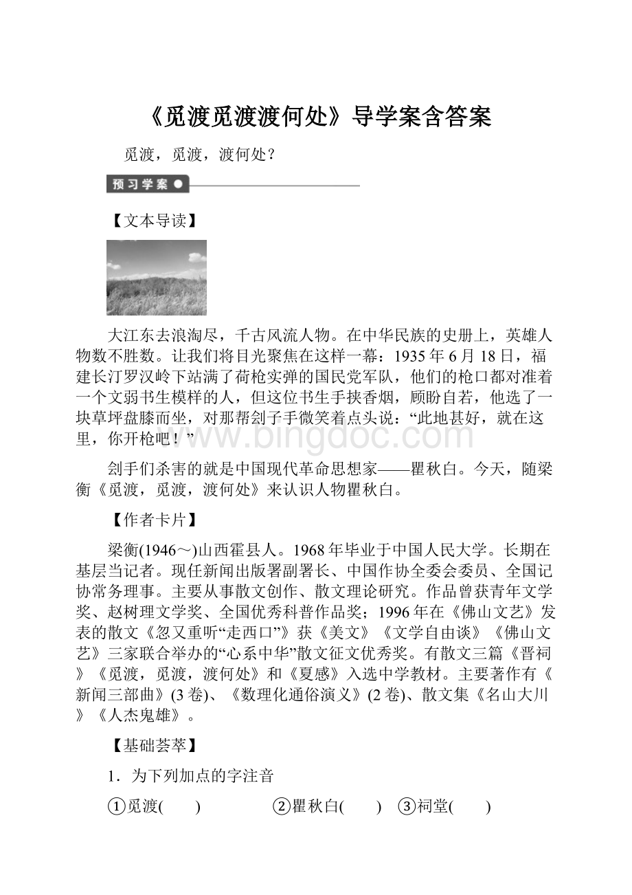 《觅渡觅渡渡何处》导学案含答案Word文档下载推荐.docx