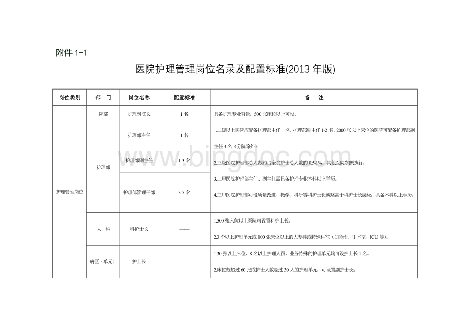 护理岗位名录及配置标准Word文档下载推荐.doc