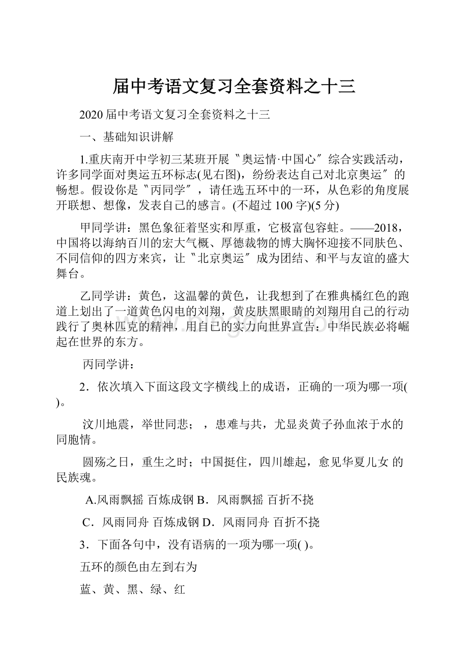 届中考语文复习全套资料之十三.docx_第1页