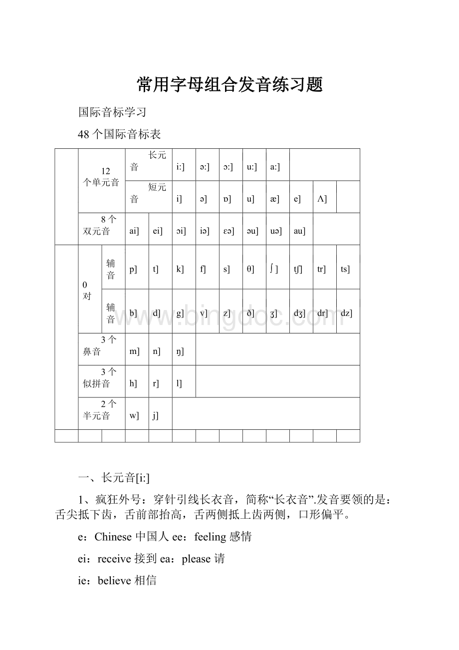 常用字母组合发音练习题.docx_第1页